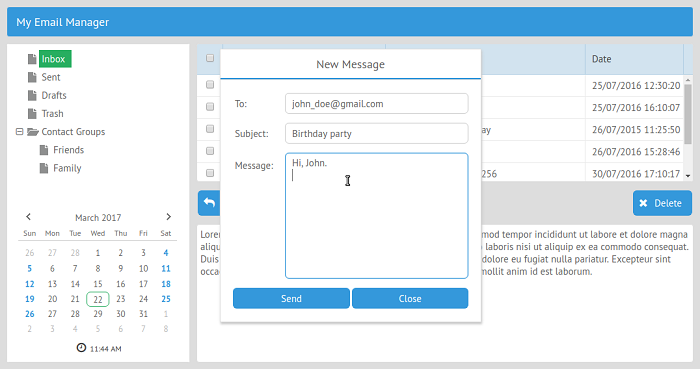 Displaying the email content Displaying the email content