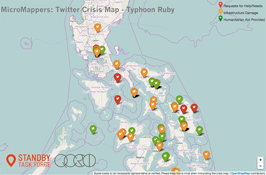 Twitter crisis map for Typhoon Ruby Twitter crisis map for Typhoon Ruby