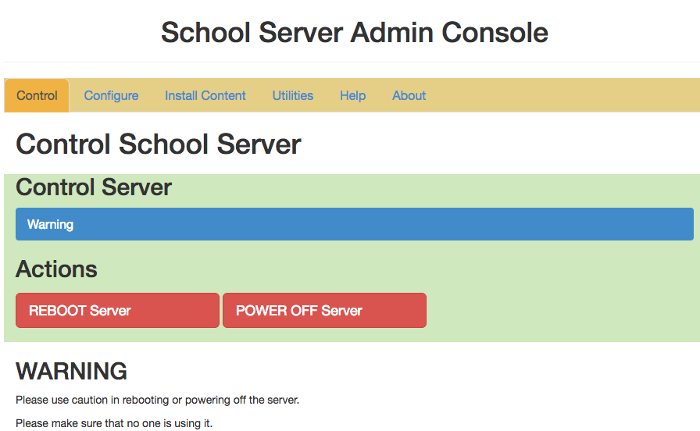 School server admin console