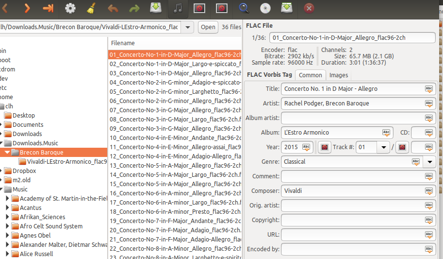 EasyTag's three-panel layout EasyTag's three-panel layout