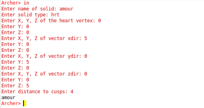 Entering parameters of amour into the archer command line Entering parameters of amour into the archer command line