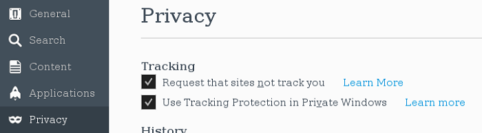 Firefox privacy settings Firefox privacy settings