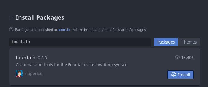 Install a Fountain plugin for Atom