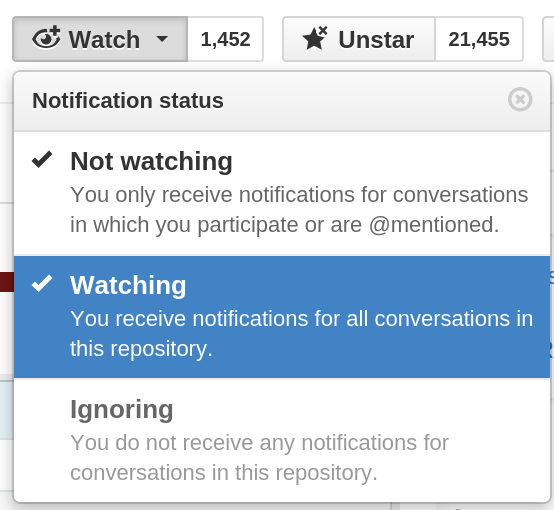 GitHub interface GitHub interface