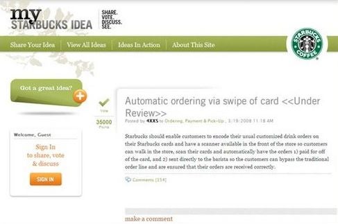 MyStarbucks IDEA website