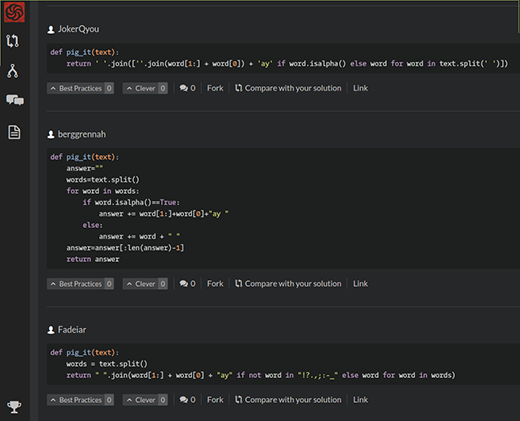 Codewars screenshot Codewars screenshot
