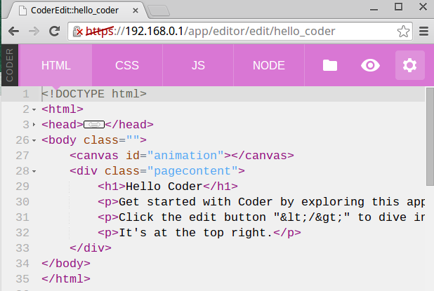 Screenshot of editing page in Coder. Screenshot of editing page in Coder.