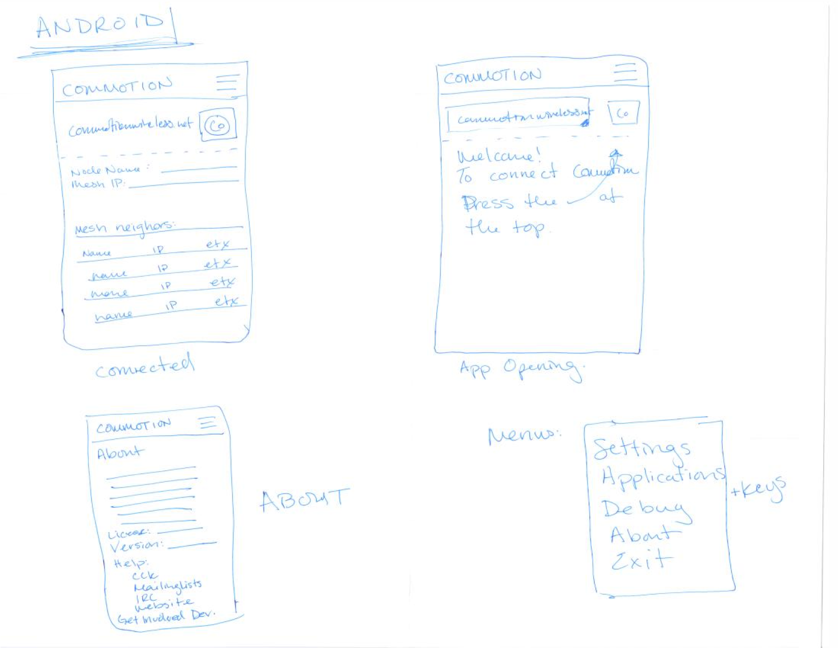 Commotion Android 的低保真原型