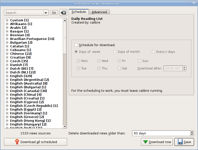 Scheduling the download of a feed Scheduling the download of a feed