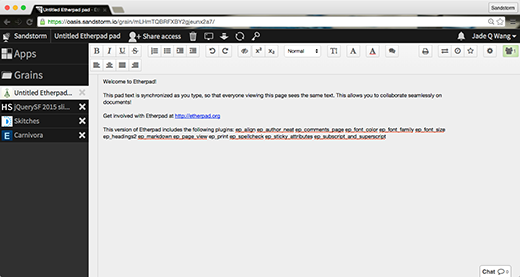Etherpad screenshot Etherpad screenshot