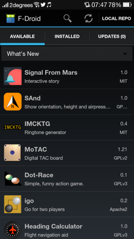 F-Droid Main Window F-Droid Main Window