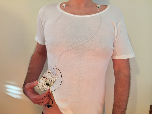 Picture of BITalino ECG placement Picture of BITalino ECG placement