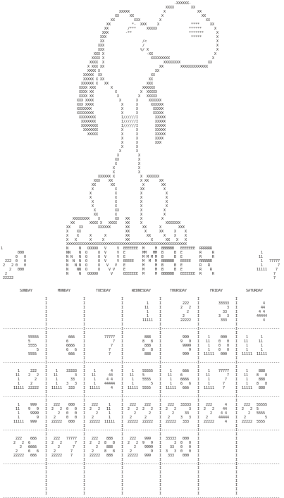 Calendar page generated by Fortran