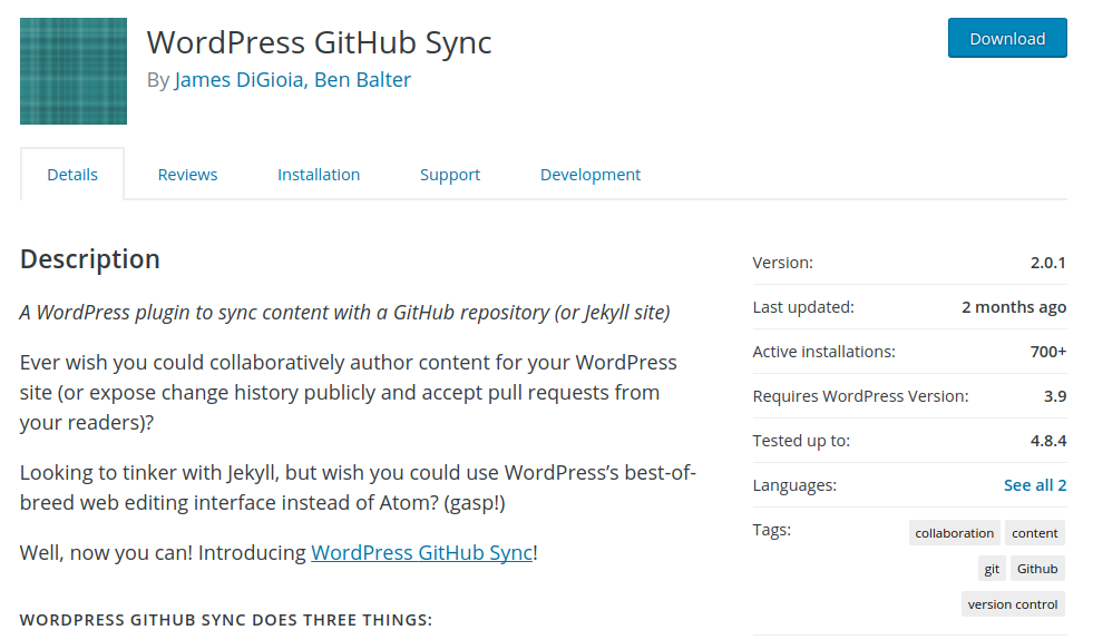 wordpress github sync