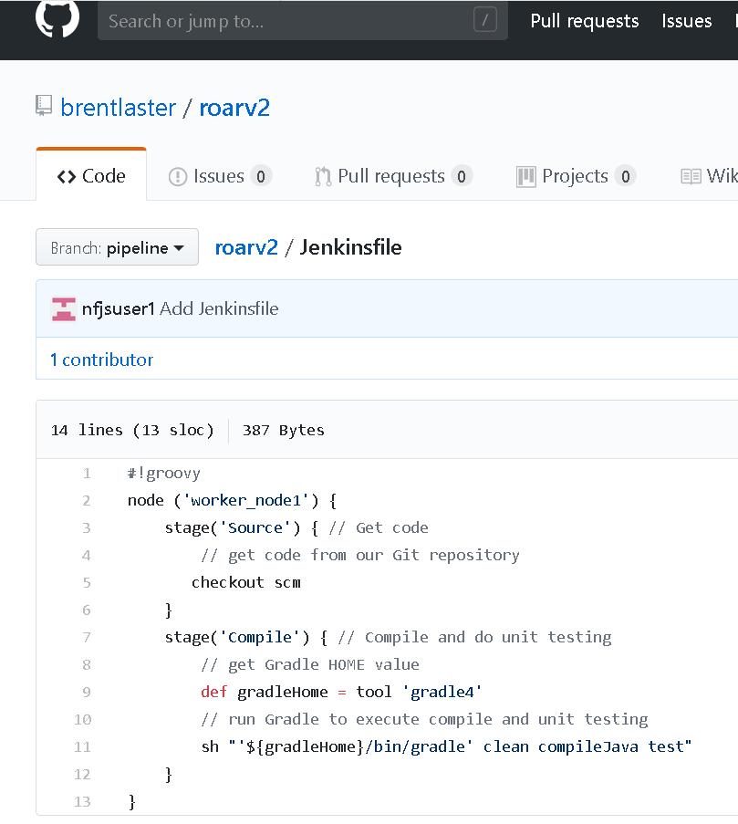 Figure 8: An example Jenkinsfile