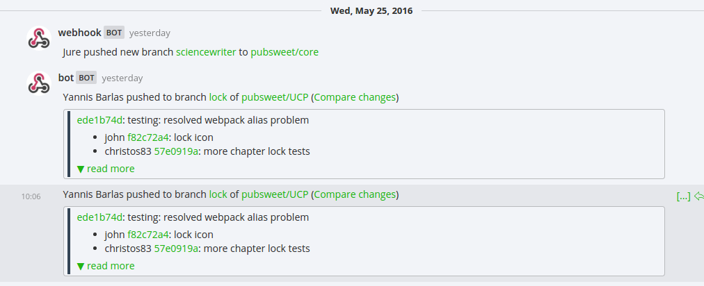 Github channel notifications Github channel notifications