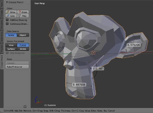 screenshot: Measure parts of your mesh with Blender's built-in ruler screenshot: Measure parts of your mesh with Blender's built-in ruler