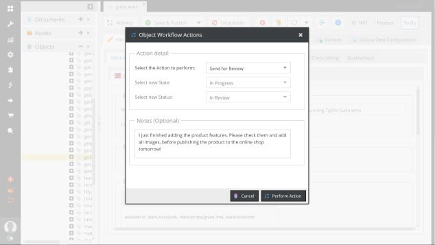 Pimcore workflow management