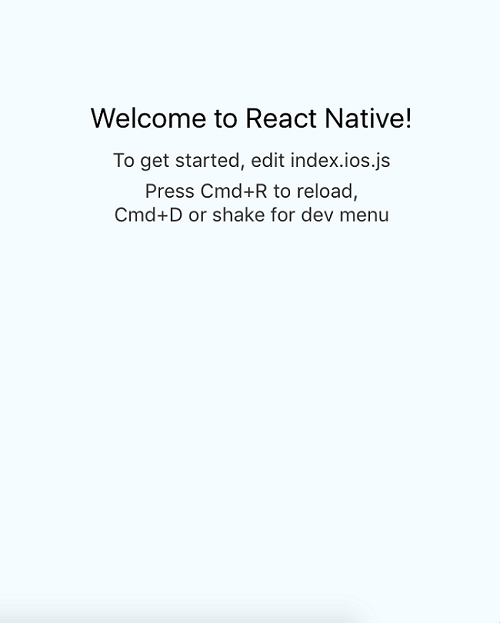 React Native welcome screen React Native welcome screen