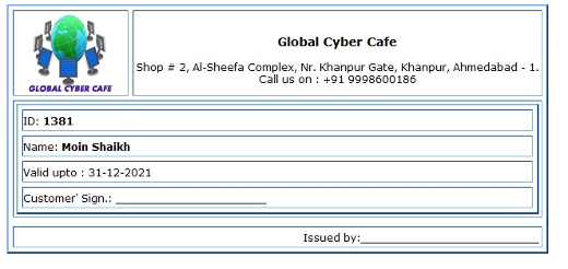 customer membership card customer membership card