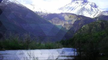 Mountain and river, digital overlay