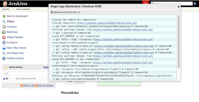 Jenkins stage logs