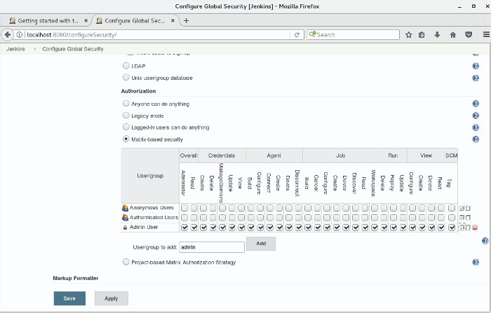 Configuring matrix-based security