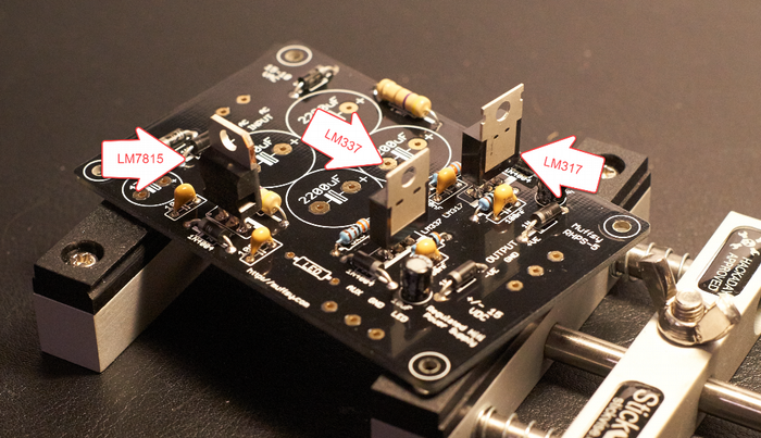 Power supply board's mounted voltage regulators