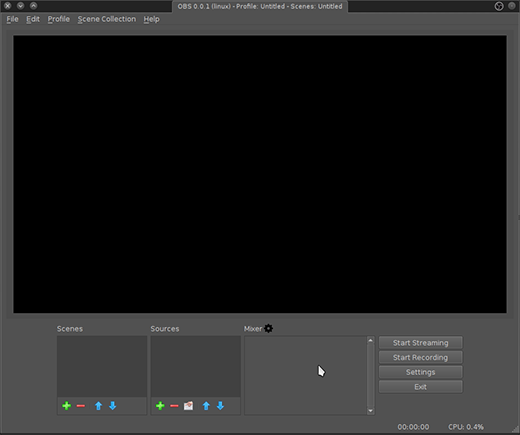 The OBS Studio user interface The OBS Studio user interface