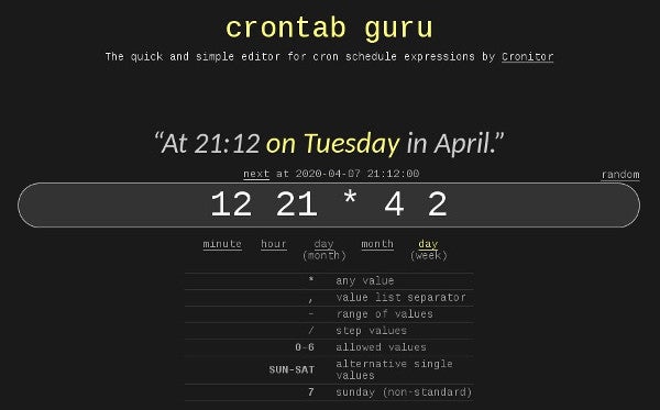 Crontab guru