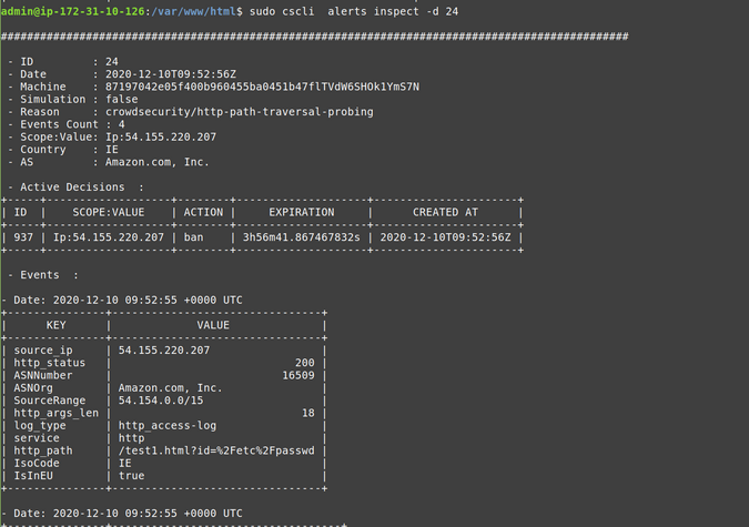 Inspect a specific alert