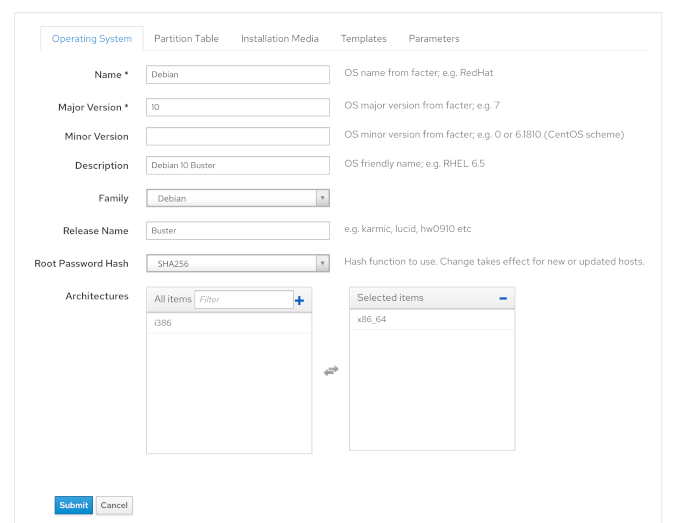 Creating an operating system entry