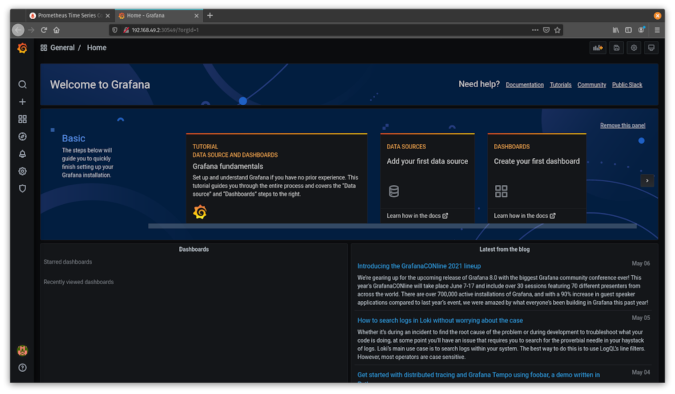 Grafana dashboard