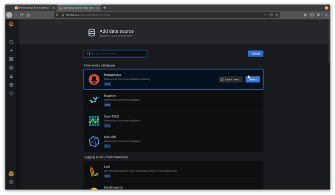 Select Prometheus data source