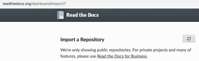 Read the Docs Import screen