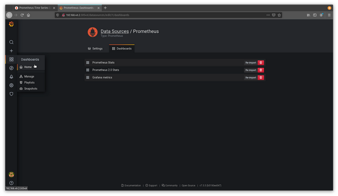 Import three dashboards