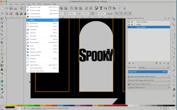 Connecting letters and base with Path &gt; Union