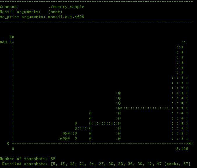 Graph showing memory allocations over time