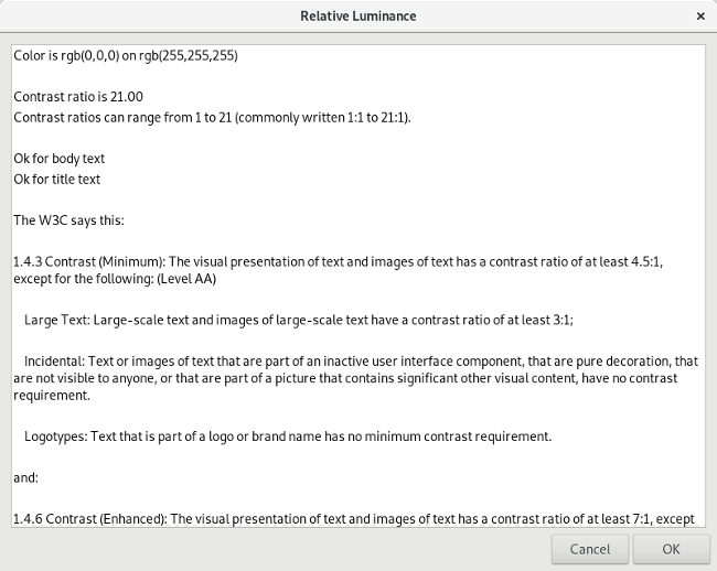Calculating contrast ratio of black and white