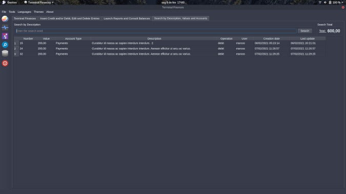 Search by Description, Values, and Accounts