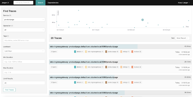 Find traces in Jaeger
