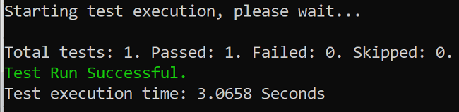 Unit test successful