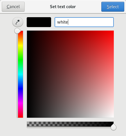 Selecting white by name in Zenity