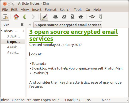 Zim Desktop Wiki Zim Desktop Wiki